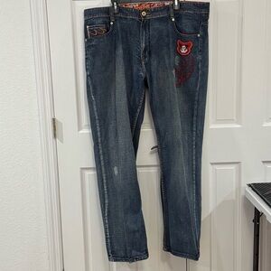 🔥 RARE Y2K Pepe Jeans Embroidered Tiger Denim -‎ Size 42